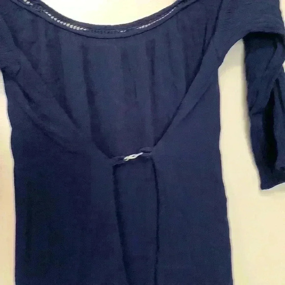 Favlux Boho crinkle fabric, open shoulder tunic in navy blue - Picture 7 of 7